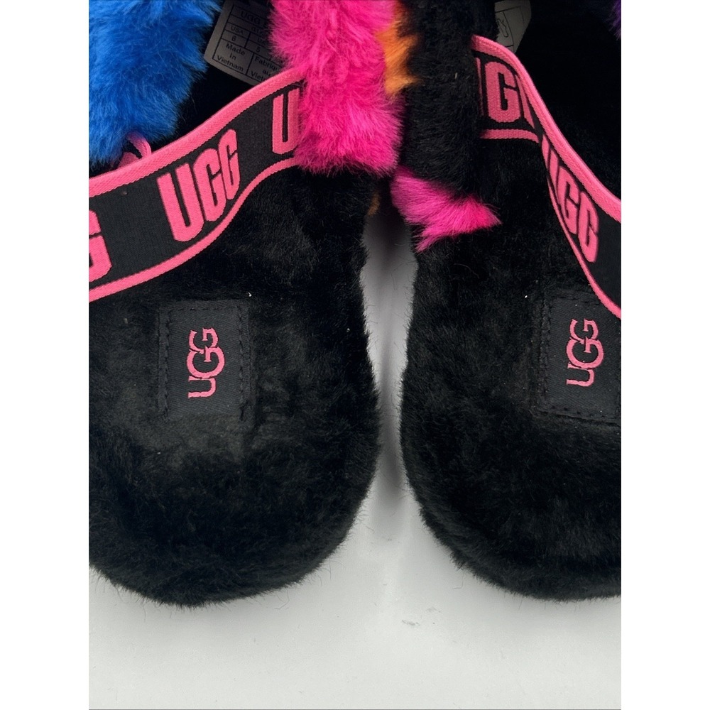 UGG Fluff Yeah Slide Women's Size 6 Black/Rainbow Rare - Picture 6 of 8